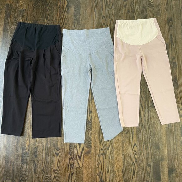 Gray Maternity Trouser Pants - Over-the-belly with stretch - ankle length - Picture 14 of 15